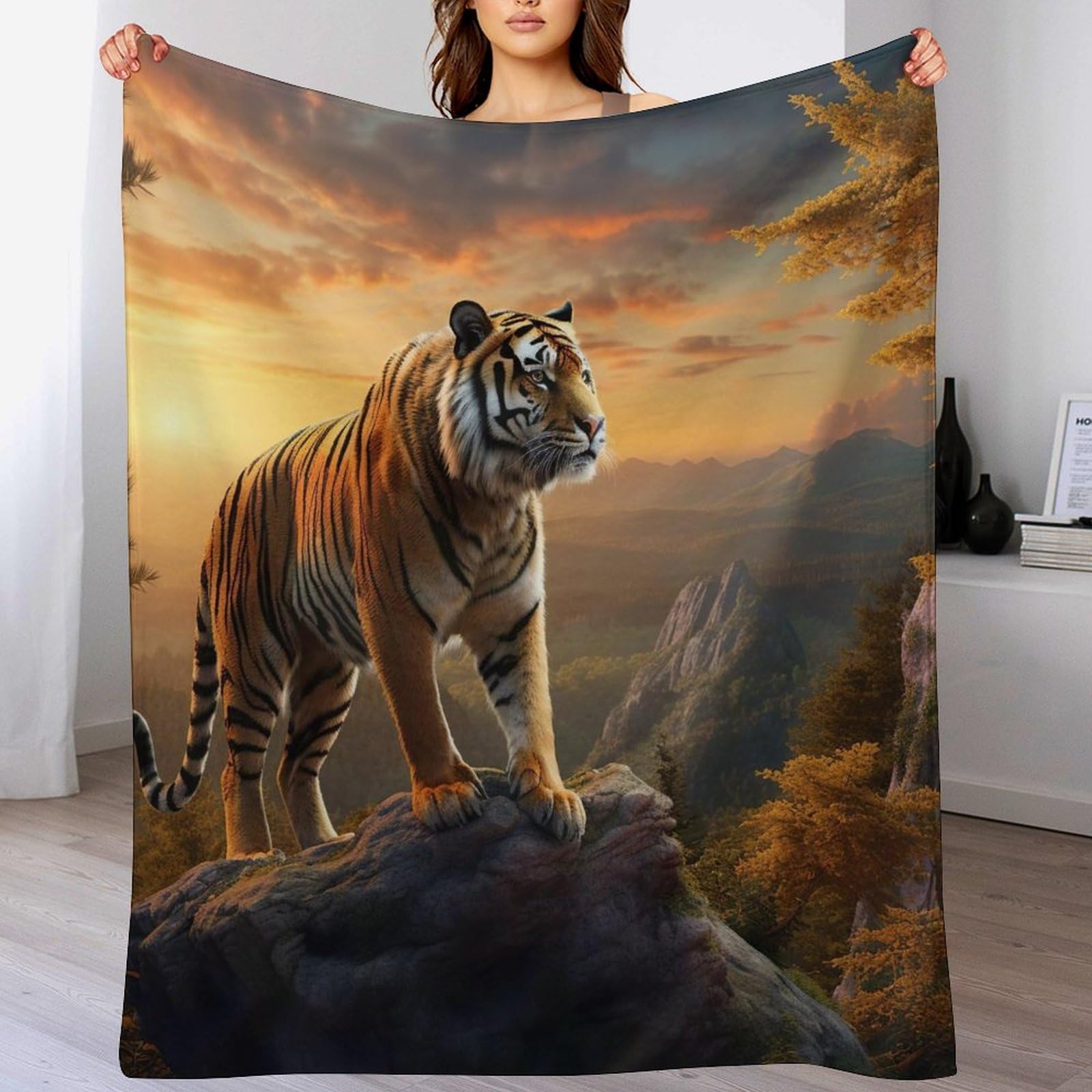 Couverture de salon en flannel tigre jeté de lit couverture de canapé