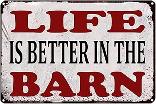 Life Is Better in The Barn Farmhouse Wall Decor Metal Tin Sign, 8x12 Inch, Rustic Beer & Home Art for Shelf, Entrance, Bar, Pub, or Man Cave