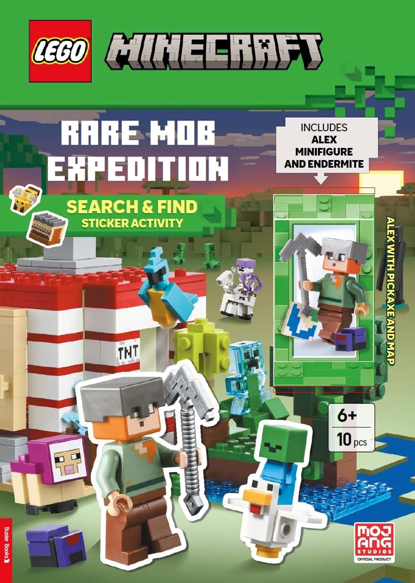 LEGO® Minecraft™: Rare Mob Expedition – Search & Find Sticker Activity Book (with Alex minifigure, endermite, pickaxe and map) (LEGO® Search and Find)
