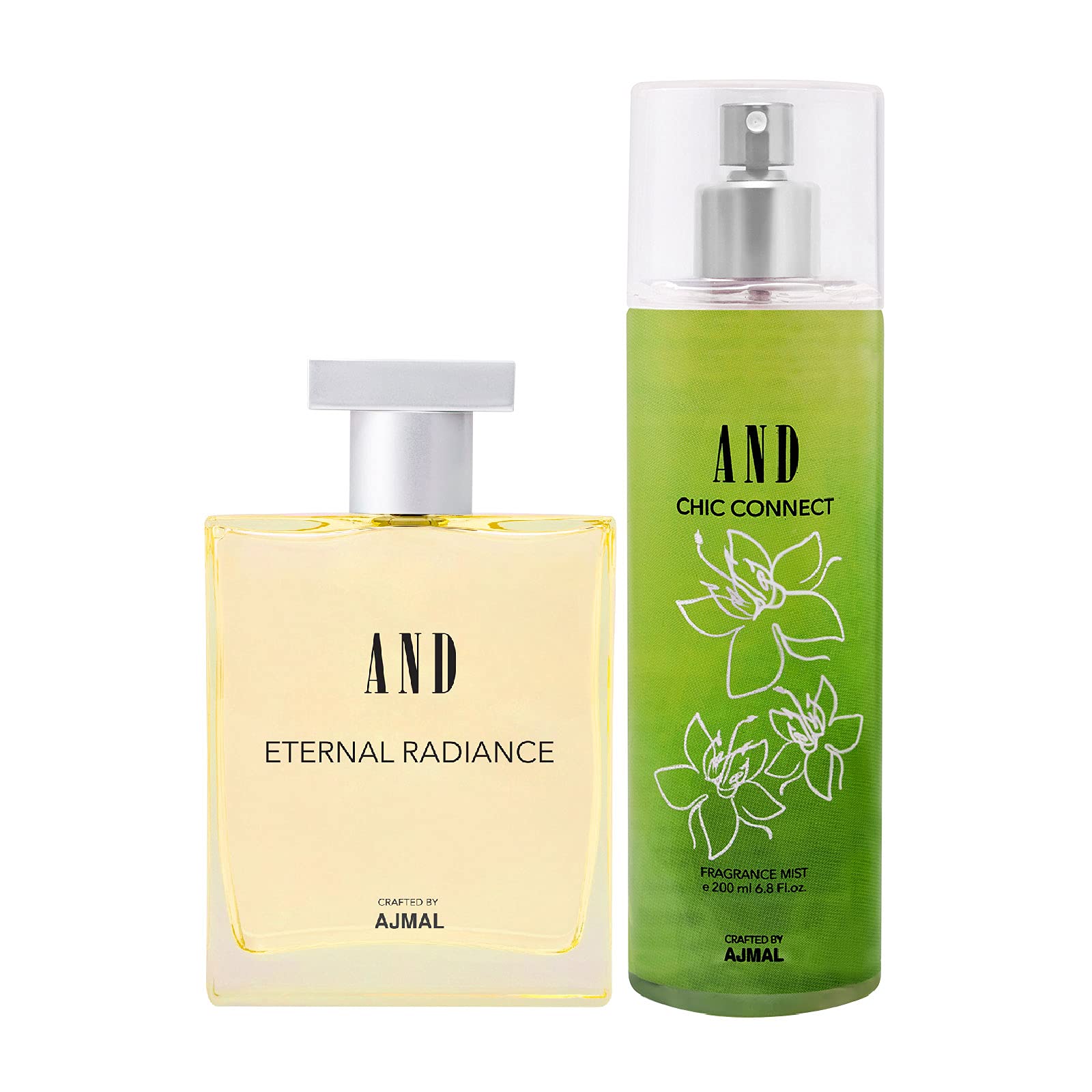 AND Eternal Radiance Eau De Parfum 100ML & Chic Connect Body Mist 200ML Pack of 2 for Women Crafted by Ajmal