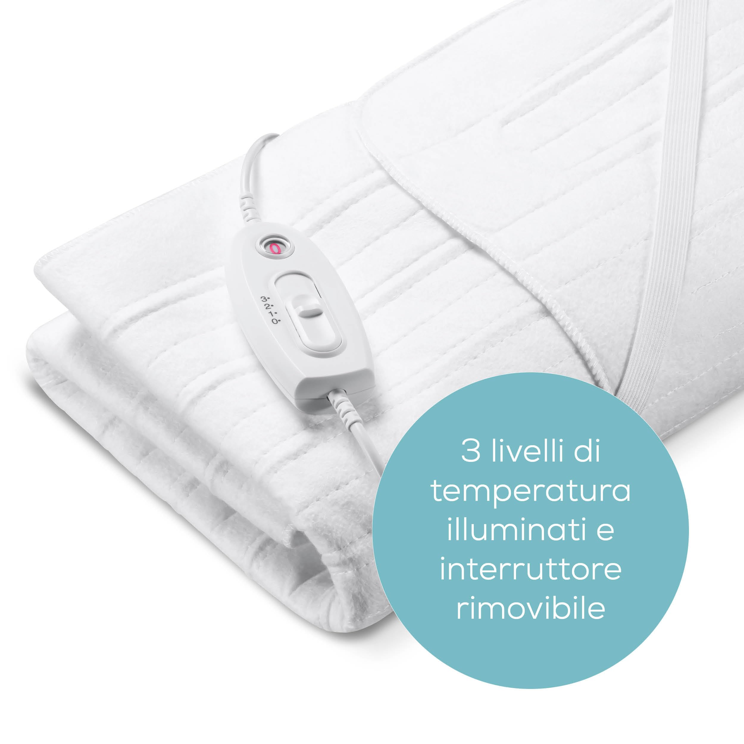 Sanitas SWB 21 Scaldaletto in morbido pile, con pratiche cinghie di fissaggio, sistema di sicurezza, 3 livelli di temperatura, lavabile in lavatrice, con 150 x 80 cm adatto per materassi standard