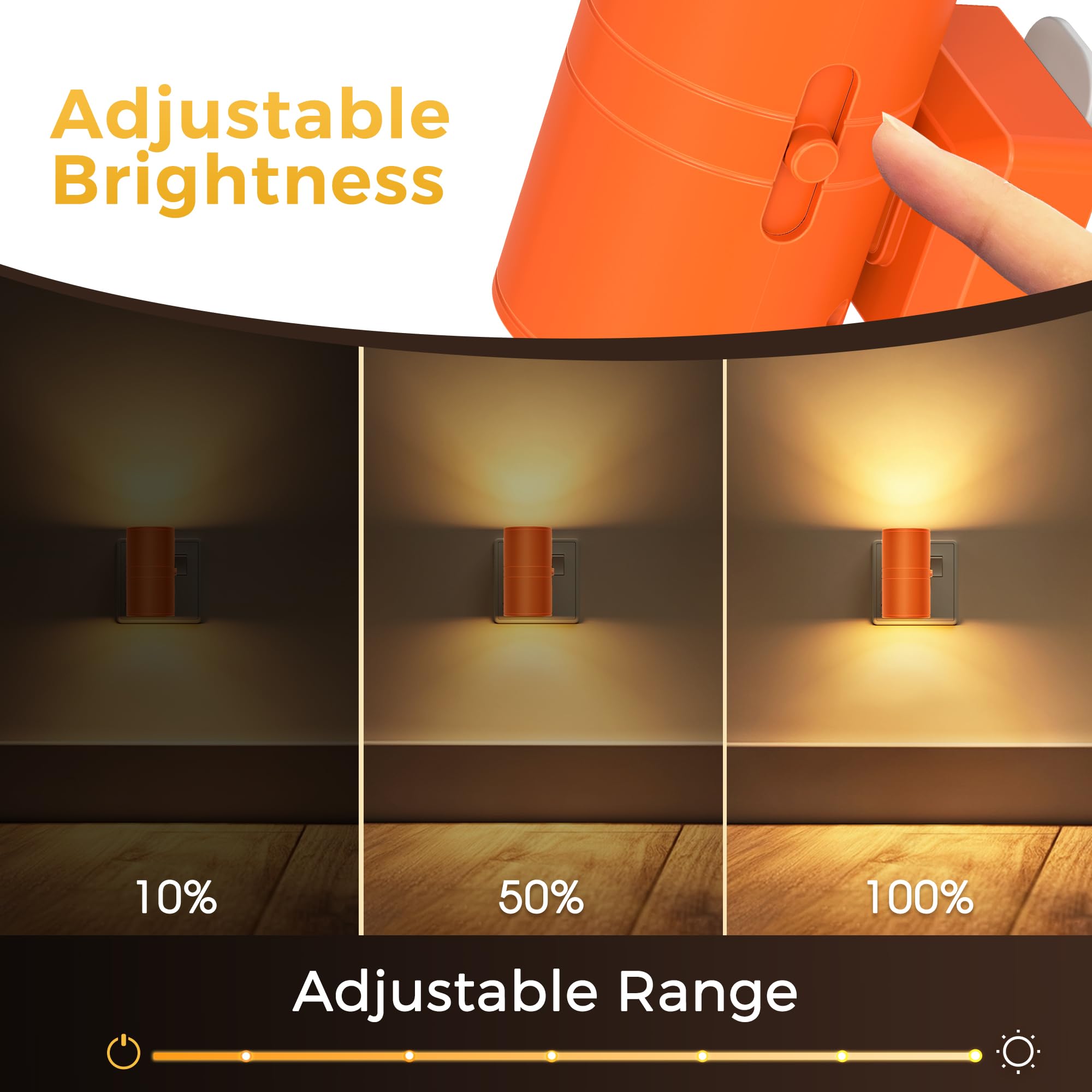 LOHAS-LED Night Light Plug in Wall (Dusk to Dawn, 0-100LM, Warm White 3000K) - Orange, Warm White- Orange Shade, 1 pack - Image 3