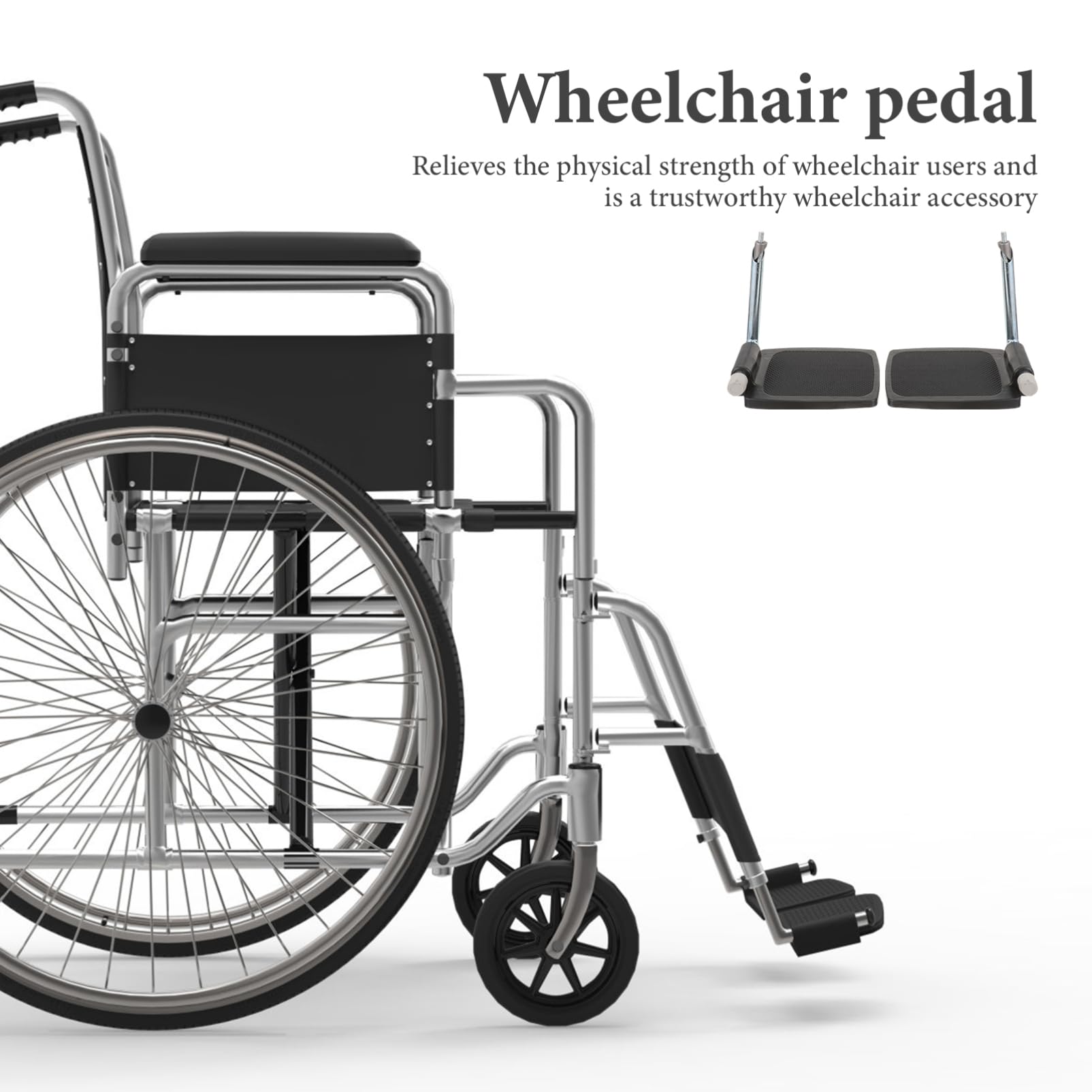 Reposapiés para Silla de Ruedas con Poste Resistente Plegable, Pedal de Repuesto Estable para Personas Mayores, Accesorio Compatible Multifunción para Movilidad y Color Aleatorio