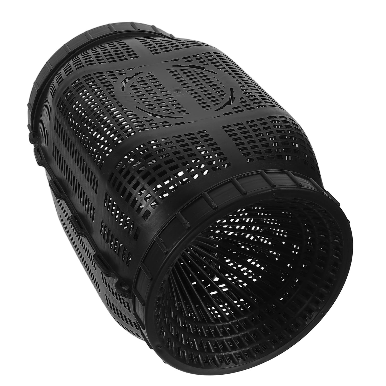 ibasenice Jaula para Peces Grande Jaula de Red para Peces Redonda de Plástico Negra Anti-Escape para Lagos y Ríos Caja de Cría de Acuario para Capturar