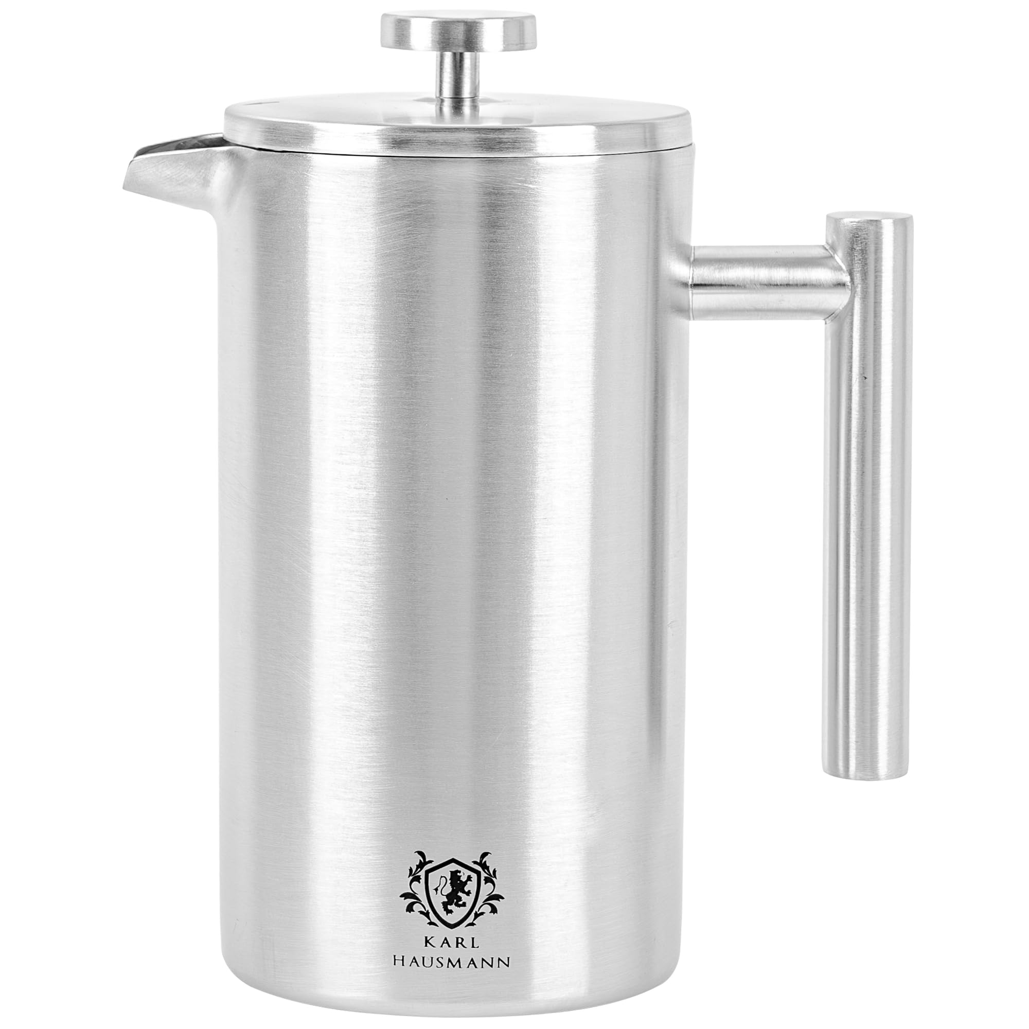 KARL HAUSMANN French Press Caffe Camping - 1 Litro / 8 Tazze - Caffettiera Francese Acciaio Inox - Macchina Caffè - coffee pressa francese campeggio - frenchpress inossidabile - Argento frenchpress