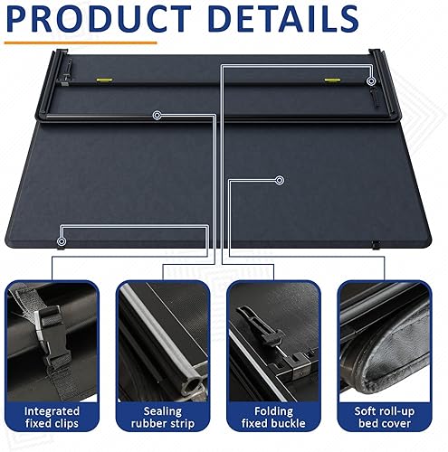 Miniatura 4 de PENSUN Cubierta suave de triple pliegue para caja de camioneta compatible con Dodge Ram 1500 2009-2024 (incluye 2019-2023 clásico y nuevo estilo de