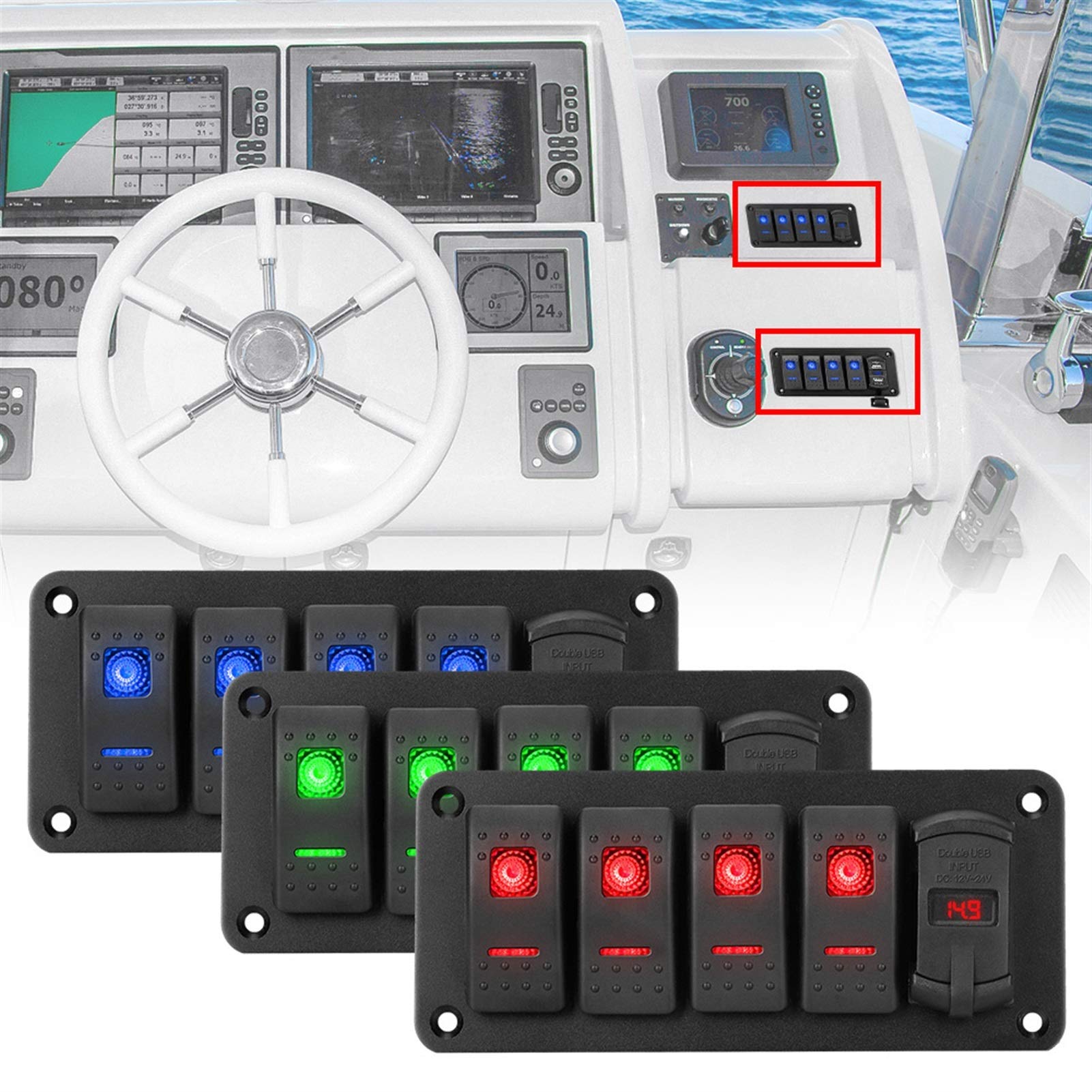 Interruptor basculante de 4 entradas con puerto USB doble 12