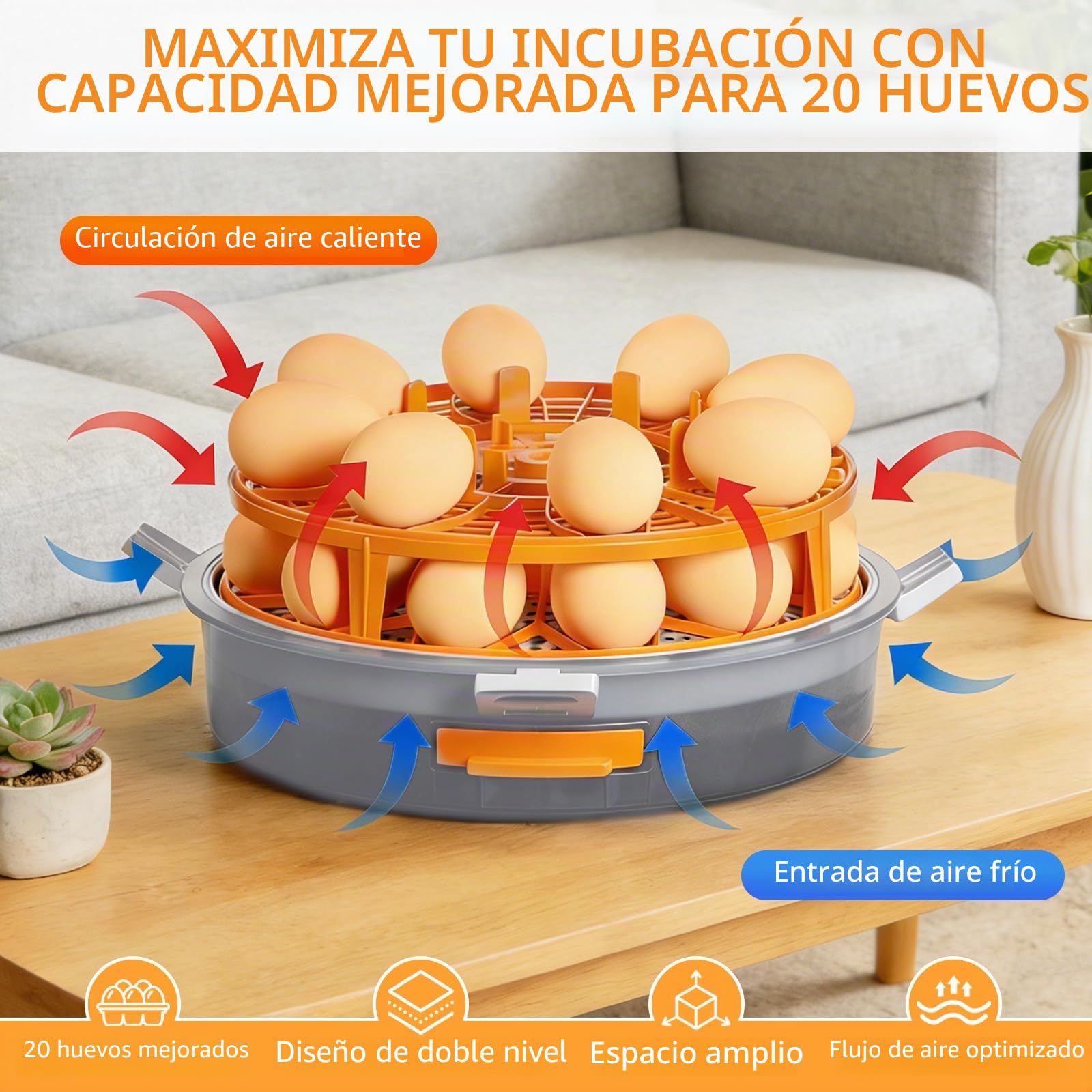 Incubadora Automática, Incubadora Totalmente Automática para 12/20 Huevos con Volteo Automático, Control Preciso de Temperatura y Humedad & Luz de Ovoscopio, Para Gallina Pato Ganso Paloma Codorniz