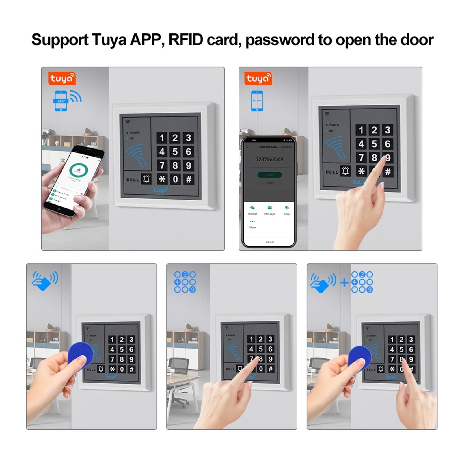 Tastiera di controllo accessi WiFi Sistema autonomo Apriporta Lettore schede WG26, Vestibilità standard europea(Keypad VS Cards)