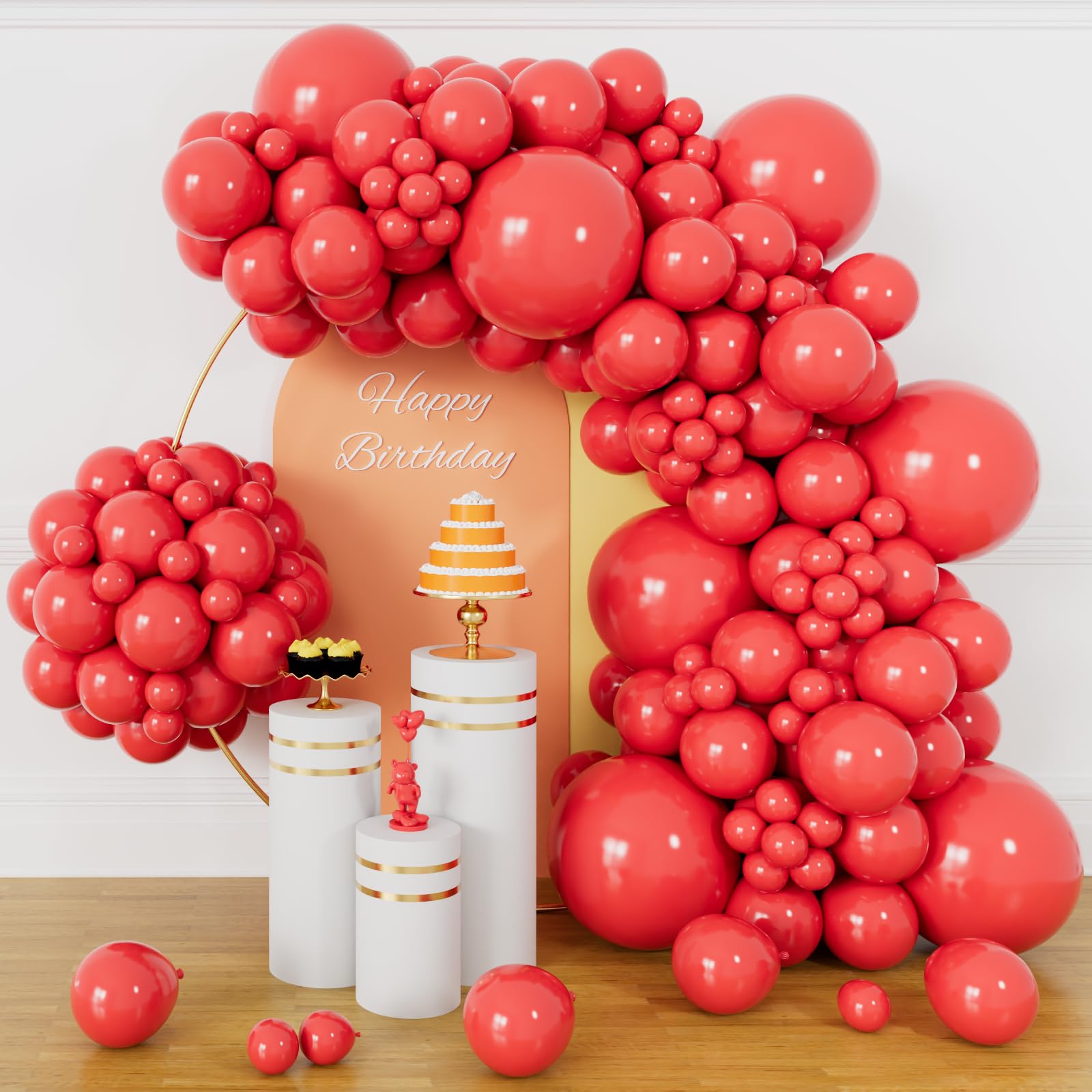 Photo 1 of 134Pcs Coral Red Balloons Different Sizes 5 10 12 18 Inch Red Balloon Latex Ballon for Birthday Wedding Baby Shower.