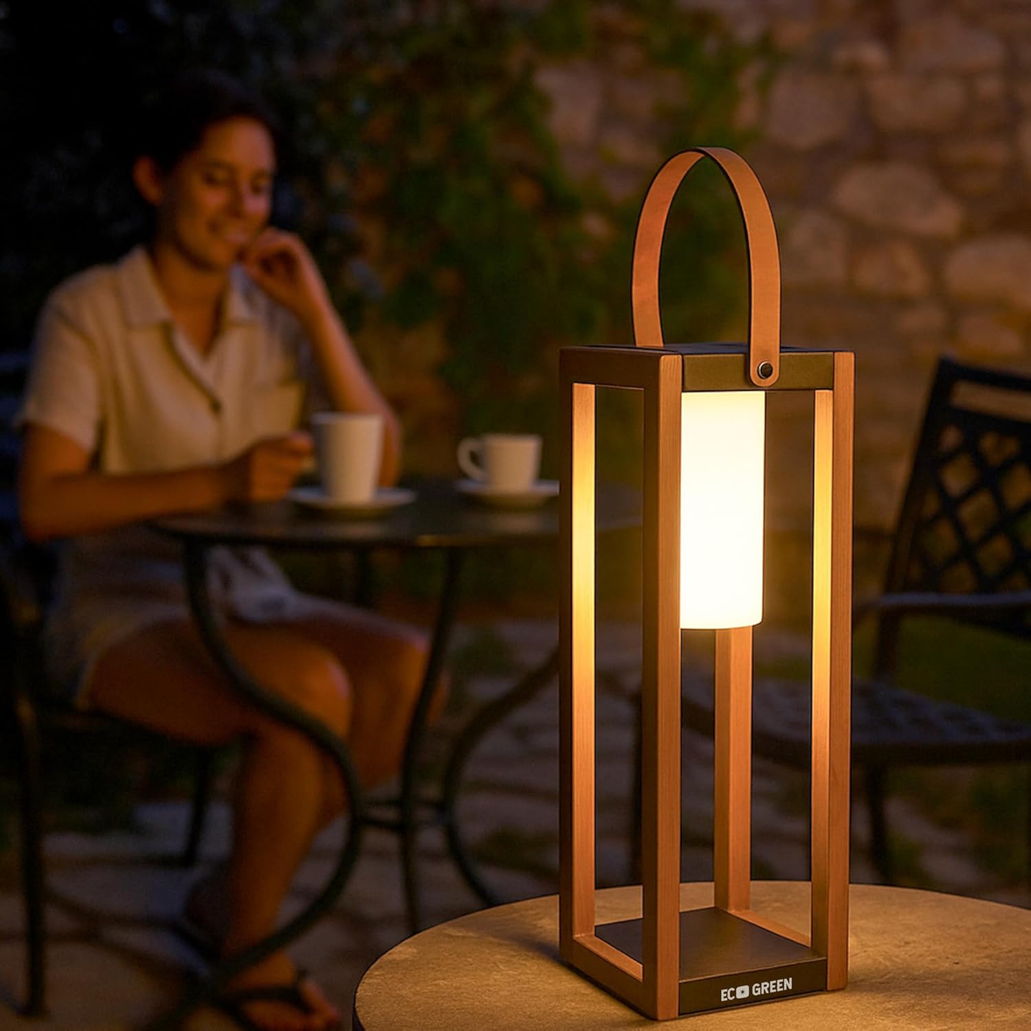 EcoGreen Solar Lantern with Handle for Outdoor Lighting – 7.87x22.83 in Waterproof Solar Light, Warm White, 8H Auto-On, Portable for Patio, Yard, Pathway, Camping & Porch (Single Pack)