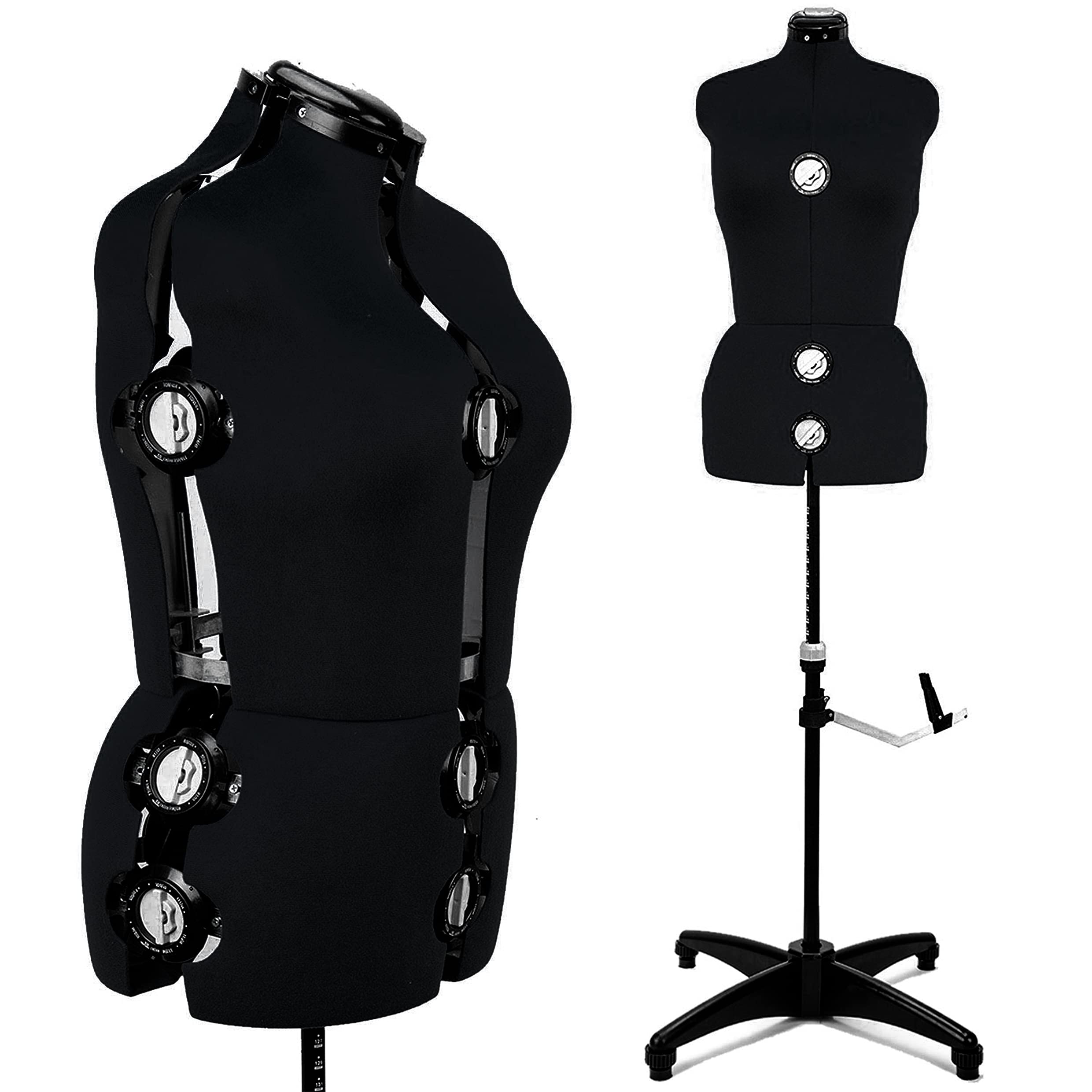 Beyond Your Thoughts Female Adjustable Mannequin Dummy Dress Form with 13 Dials for Sewing Dressmaking Tailors Mannequin Display Costume Black for 8-14