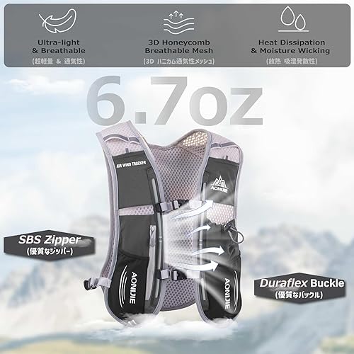 Miniatura 3 de Azarxis Chaleco de hidratación para correr, mochila de 5L 5.5L para mujeres y hombres Jogging Trail Race Marathon Ciclismo Senderismo