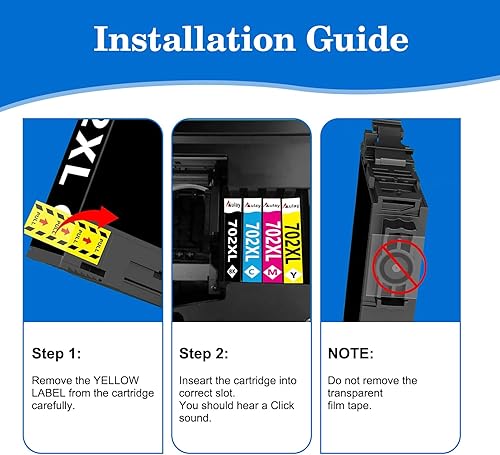 Miniatura 4 de Cartucho de tinta remanufacturado de repuesto para impresora Epson 702XL T702XL 702 T702 para usar con impresora Workforce Pro WF-3720 WF-3730