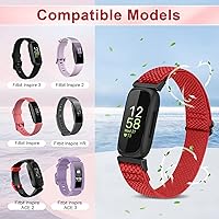 Vista 5 de 4 Pack Bands Compatible with Fitbit Inspire 3/Inspire 2/Inspire/Inspire HR/Ace 3/Ace 2 Band, Elastic Adjustable Nylon Loop Straps Replacement