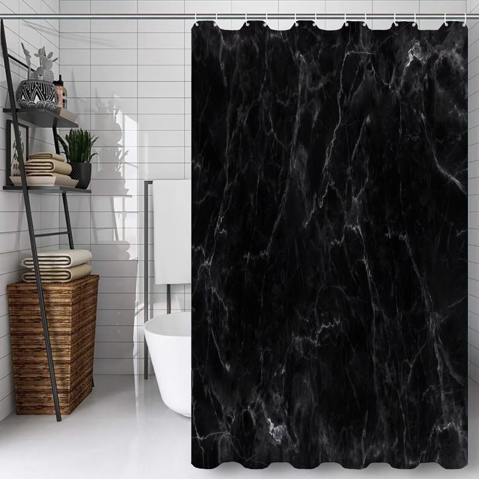 Rideau douche 150x180cm texture polyester lavable avec 12 crochets