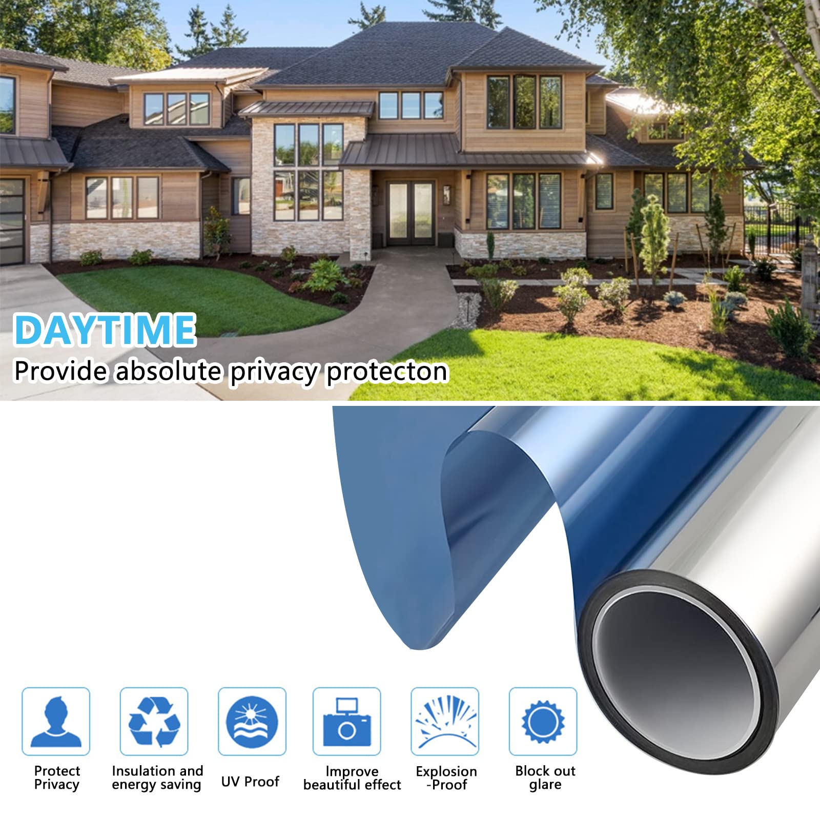 HIDBEA zelfklevende spiegel reflecterende glas Tint zon blokkeren hitte controle Anti UV venster Sticker voor thuis kantoor HIDBEA zelfklevende spiegel reflecterende glas Tint zon blokkeren hitte controle Anti UV venster Sticker voor thuis kantoor