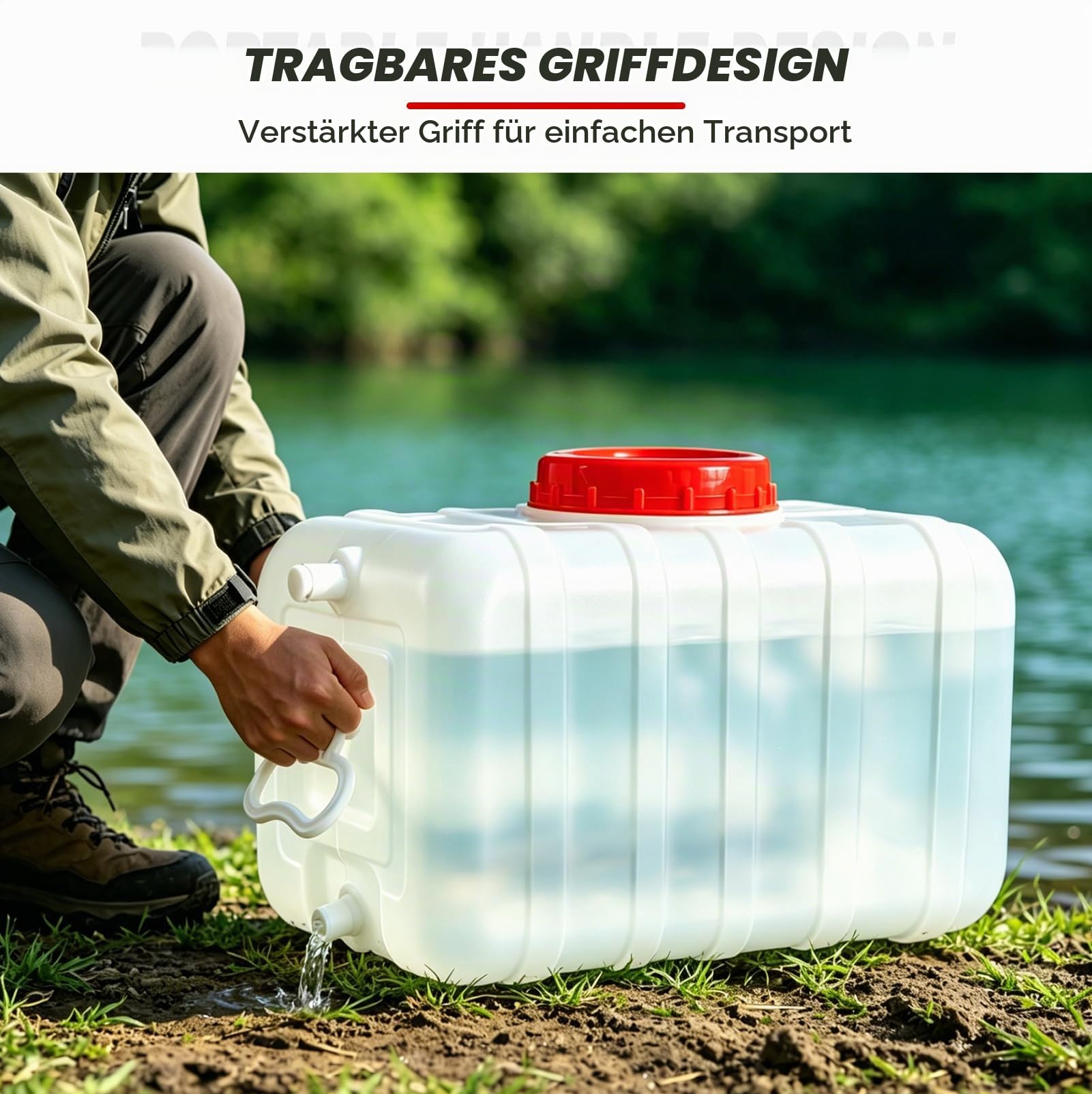 LIROPAU 30L Wassertank, Lebensmittelechter Tragbarer Wasserbehälter mit Wasserhahn, Plastic Container Wassertank für Zuhause, Reisen, Wohnmobile und Notfallvorsorge