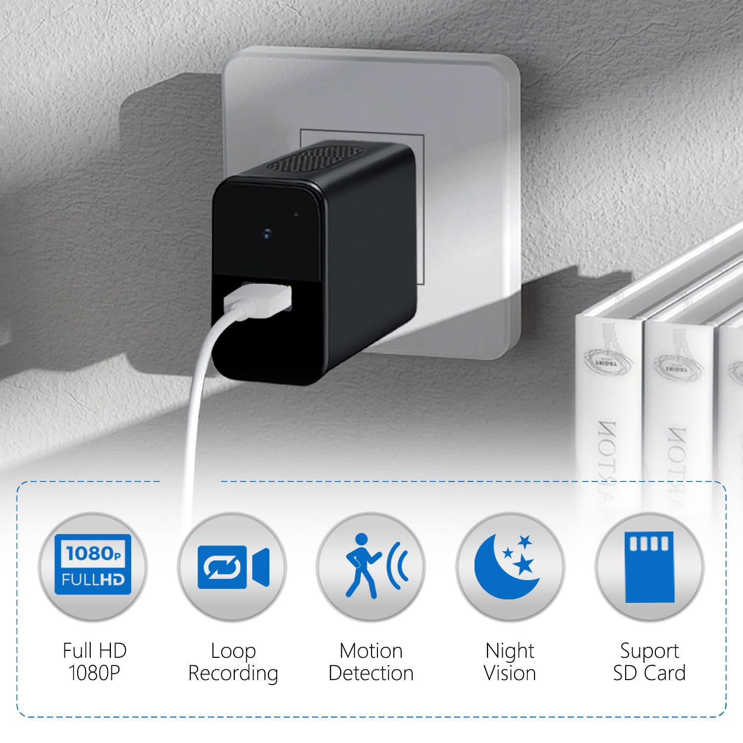 LXKFA 64GB Small Camera 1080P Video Camera with Night Vision/Motion Detection(NO WiFi)