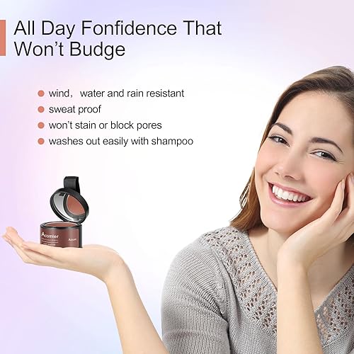 Miniatura 6 de Acomler Polvo de sombra para cubrir instantáneamente la línea del cabello, polvo de cabello para retoque de raíz, marrón oscuro para cabello