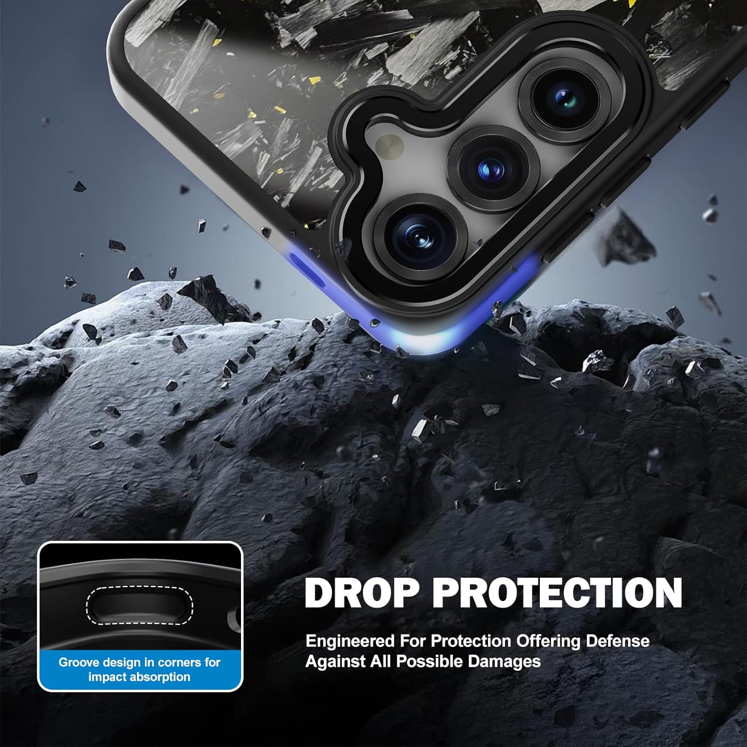 Flux Series Genuine Forged Carbon Fiber Case for Samsung Galaxy S25/S24, Built-in Magnets, Compatible with MagSafe, Military Grade Drop Protection, Shockproof Phone Cover - Glossy Gold