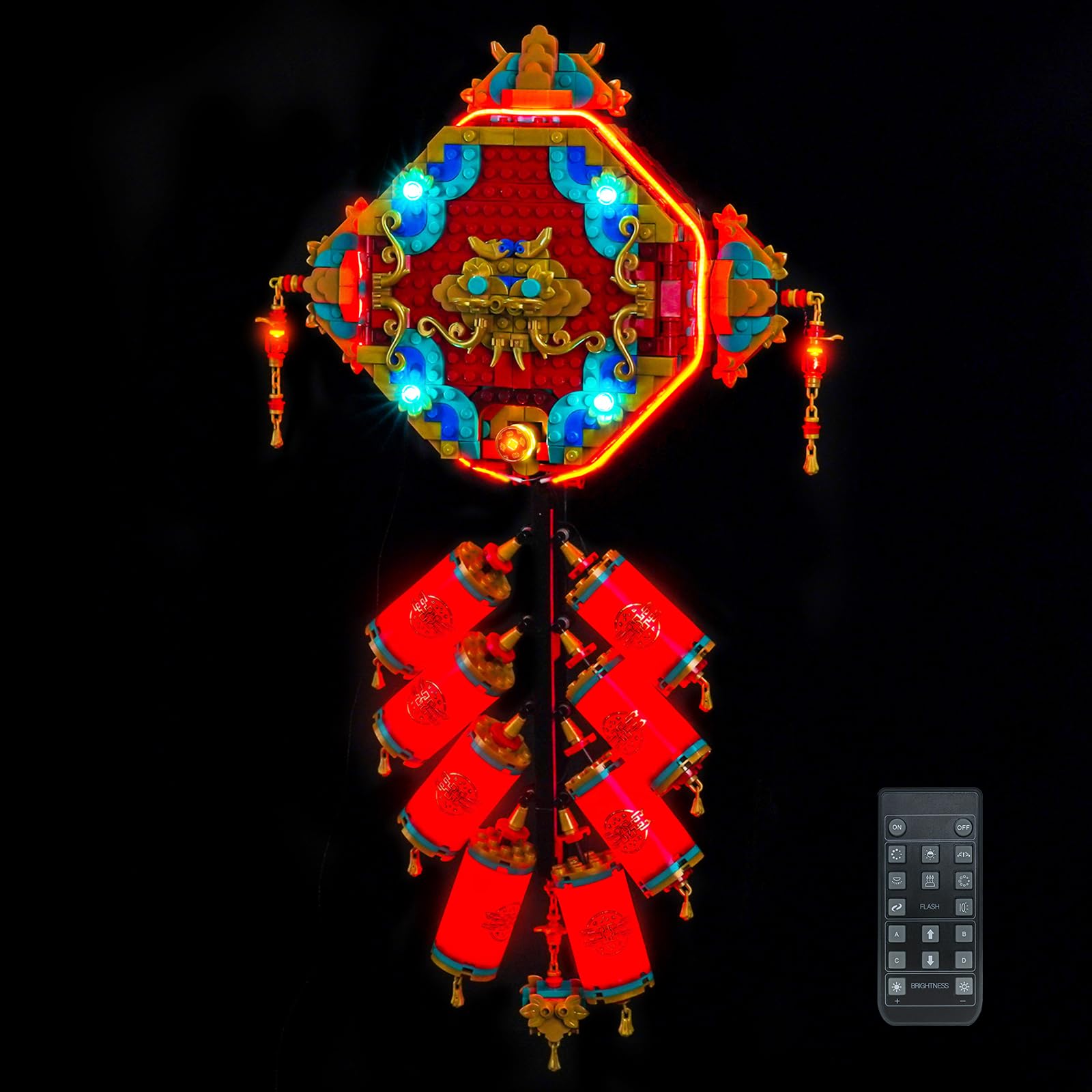 LocoLee RC Led Light Set Compatible with Lego 80118Fortune Firecracker Led Decoration Lighting Kit Compatible with Lego 80118 Building Blocks Model,Only Lights Set,No Model