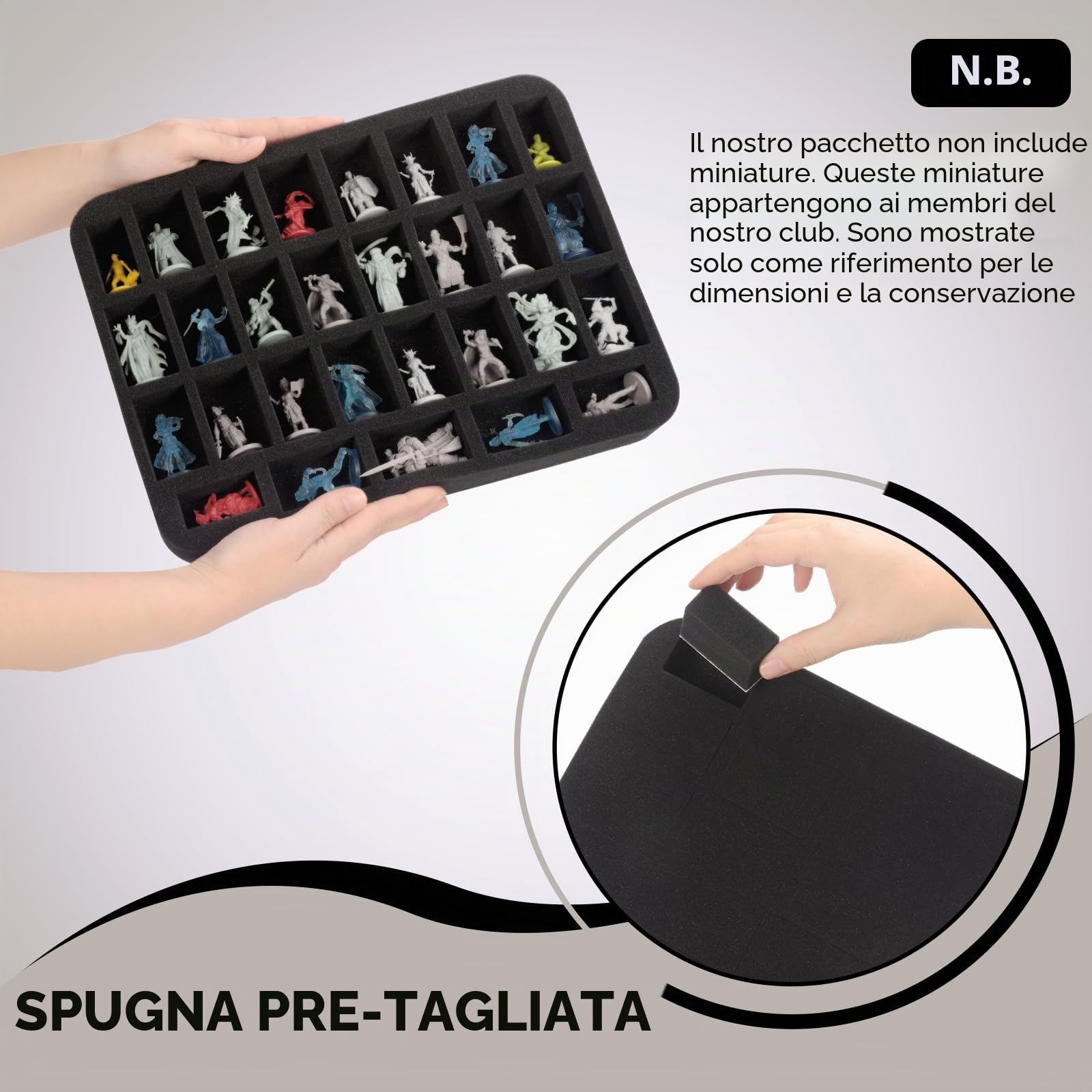 Miniature, scatola di trasporto con 116 slot per miniature con 4 strati di schiuma, scatola di trasporto per miniature RPG compatibile con Warhammer 40k e DND Minis, Nero