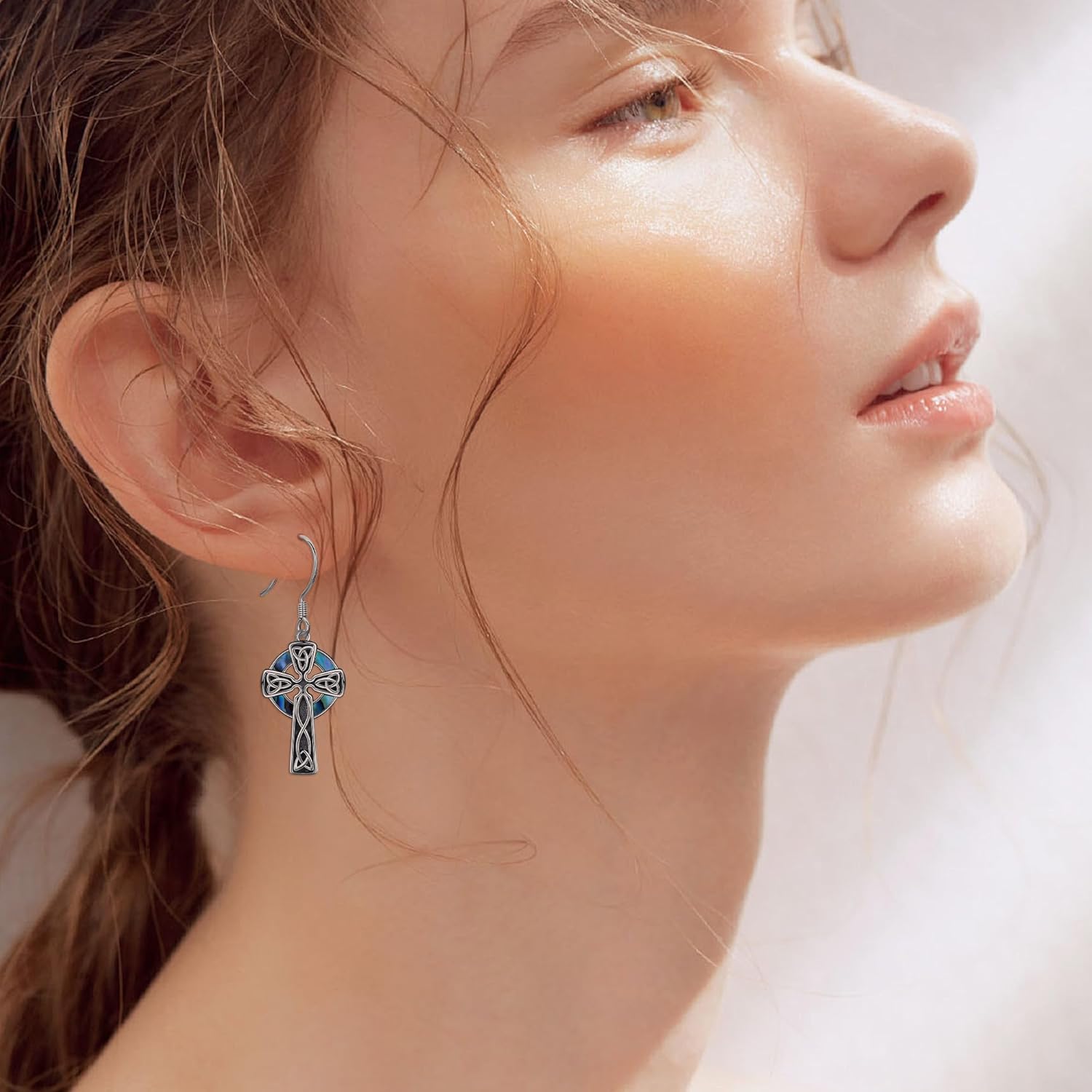 Celtic Knot Cross Earrings Sterling Silver Celtic Knot Cross Dangle Drop Earrings Religious Jewelry Gift for Women - Image 6