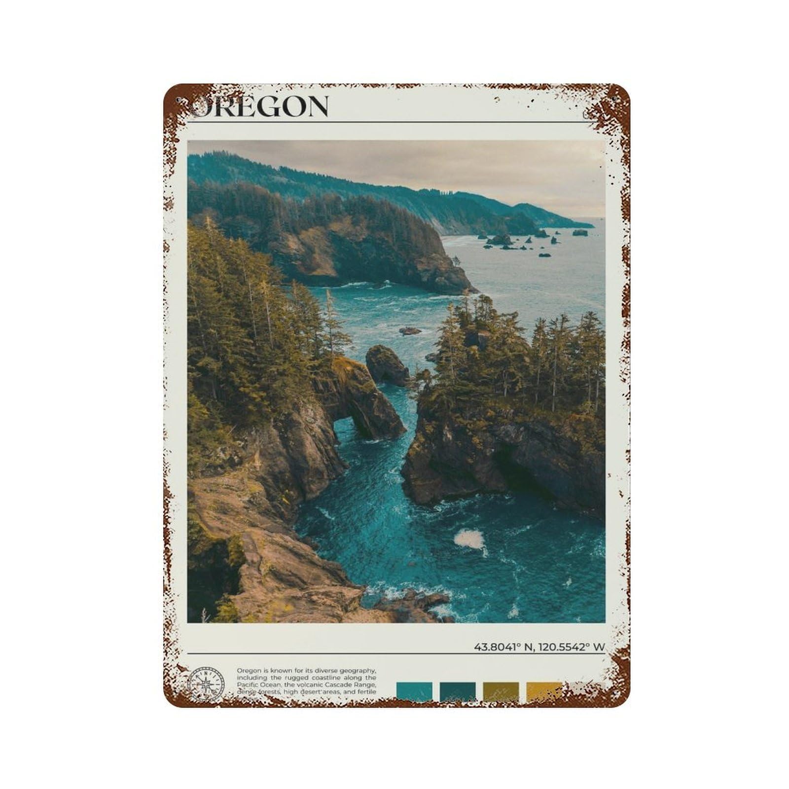 xiaoxiaoshen Real Photo Oregon Decor USA Wall Decor Art Metal Tin Poster Modern Home Decor Art Home Bar Shop Decorations Vintage Sign 40x30cm