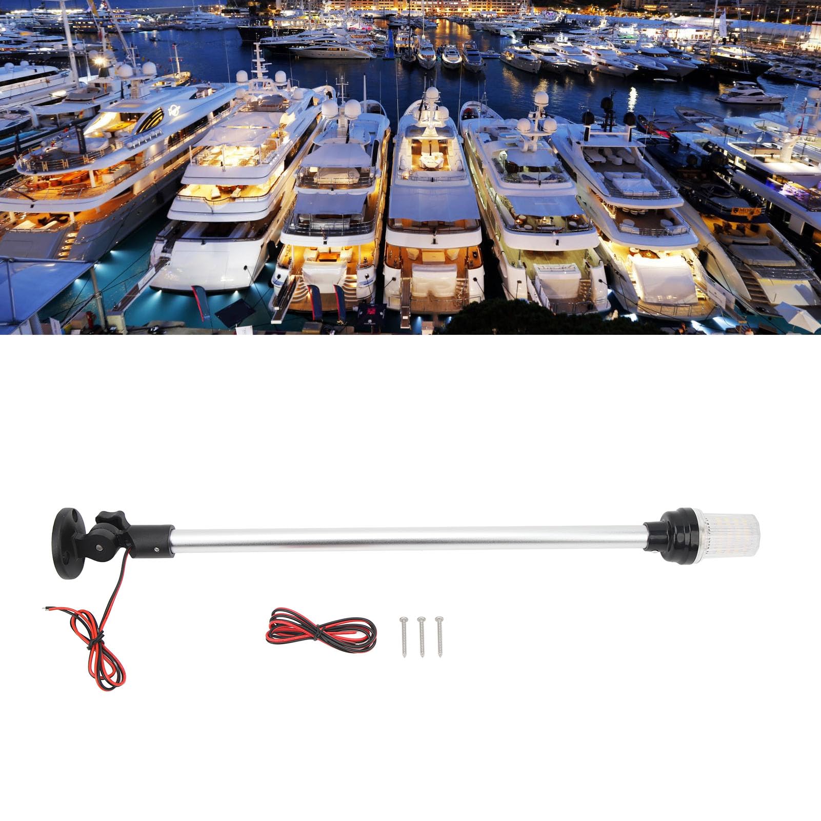 Yctze Luce di Poppa per Barca Ripiegabile a LED Visibilità a Tutto Tondo Impermeabile per Barca Pesca Pontone