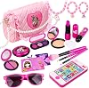 Pretend Play Makeup Set 19pcs - Fake Cosmetic Toys Kit with Pink Purse, Smartphone, Sunglasses, Birthday Gift for Little Girls