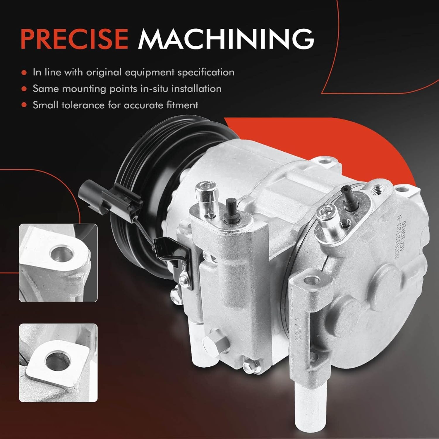 A-Premium A/C Compressor with Clutch Compatible with Kia Rio 1.6L 2006-2011, Rio5 1.6L 2006-2011, with 6SBU16C Compressor only