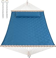 Vista 19 de ANOW Hamaca para 2 personas con barras separadoras y almohada desmontable, hamaca acolchada para exteriores e interiores, capacidad de peso de 450