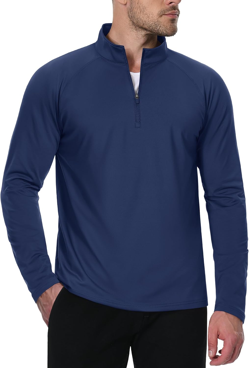 MAGCOMSEN Men's Quarter Zip Pullover Long Sleeve Sweatshirts Fleece Lined Golf Pullover Thermal Gym Workout Tops - Image 2