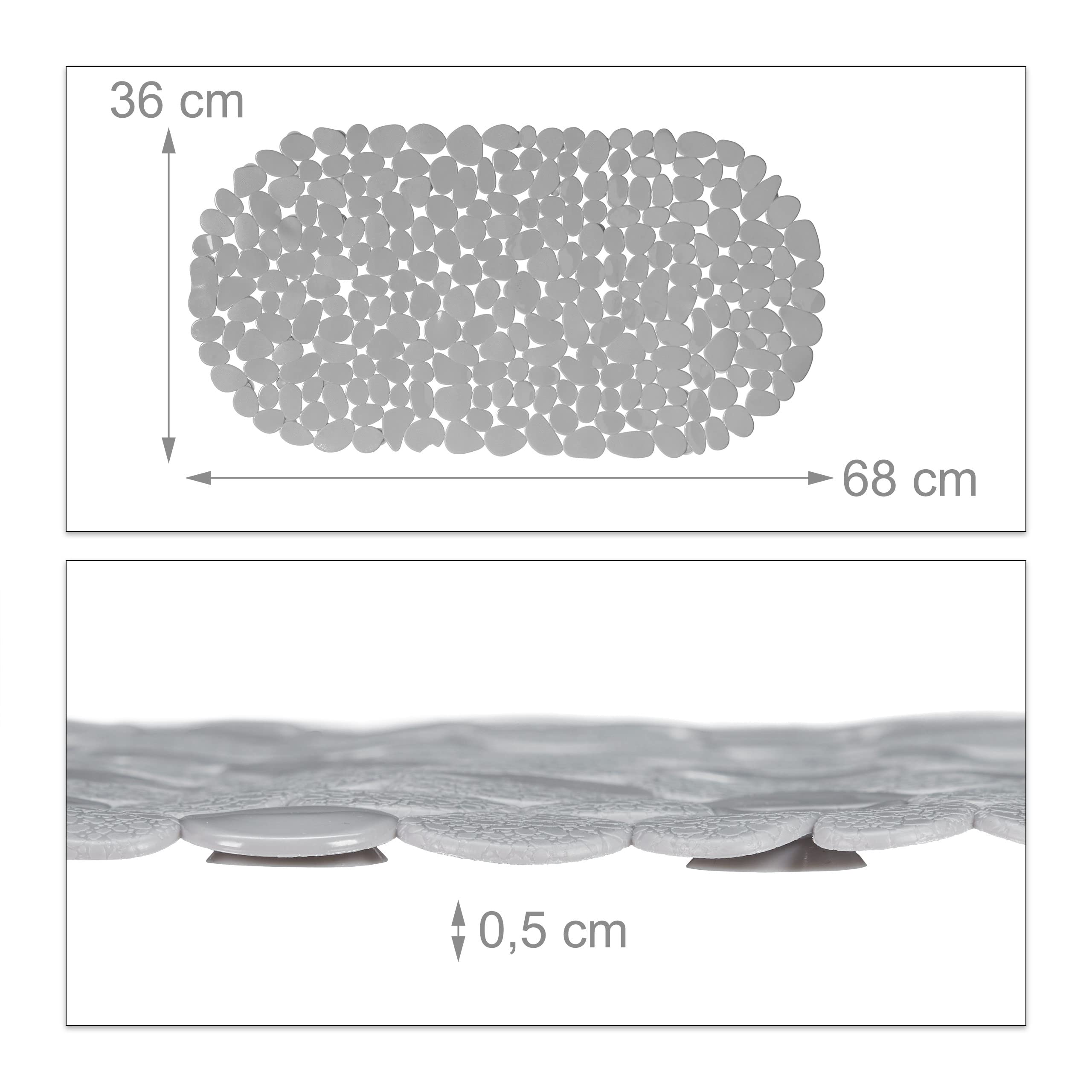Relaxdays Tapis de Bain Antidérapant Aspect Pierre 36x68 cm Gris