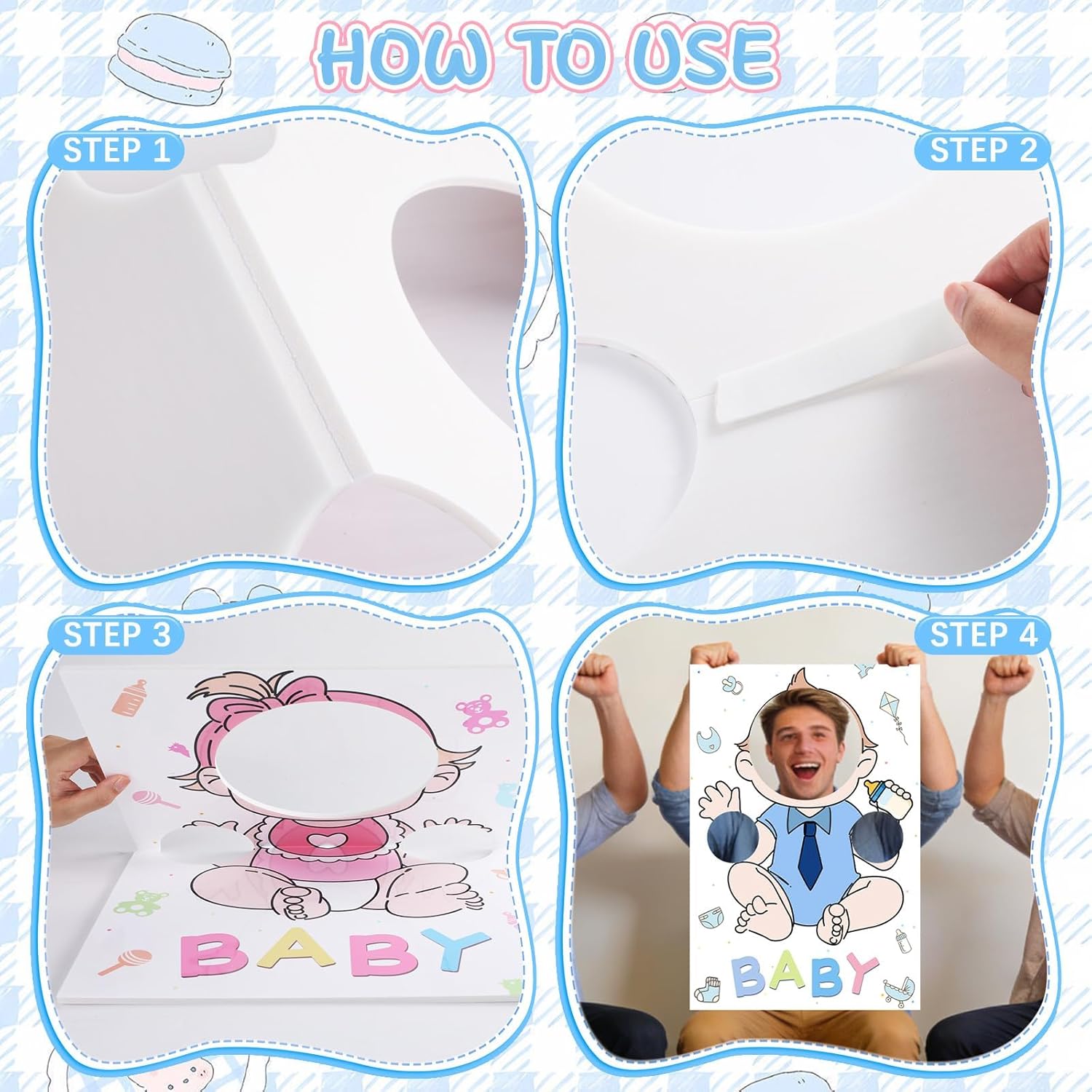 6 Set Baby Shower Games Party Favors Feed Me Funny Blindfolded Baby Shower Game for Adults Includes 6 Kt Boards 6 Eye Patches Fun Blindfold Food Feeding Game Kit for Gender Reveal Party Supplies