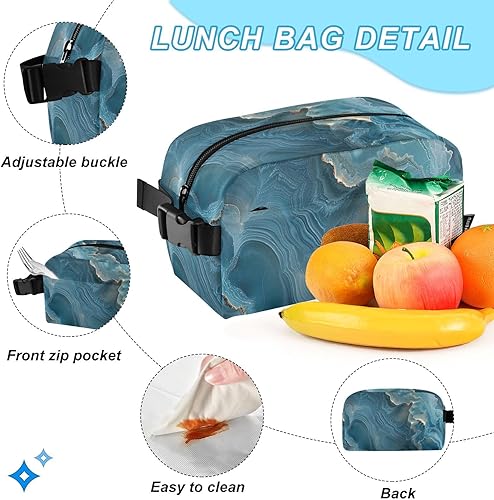 Miniatura 5 de Textura Mármol Aqua Blue Boy Mochila Con Almuerzo Mochila Para Niños Con Lonchera 7-10 mochilas y loncheras escolares para nias