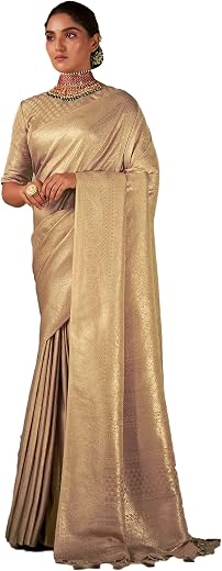 Vardha Women's Banarasi Art Silk Saree with Jacquard Weave and Unstitched Matching Blouse Piece | Sari for Women