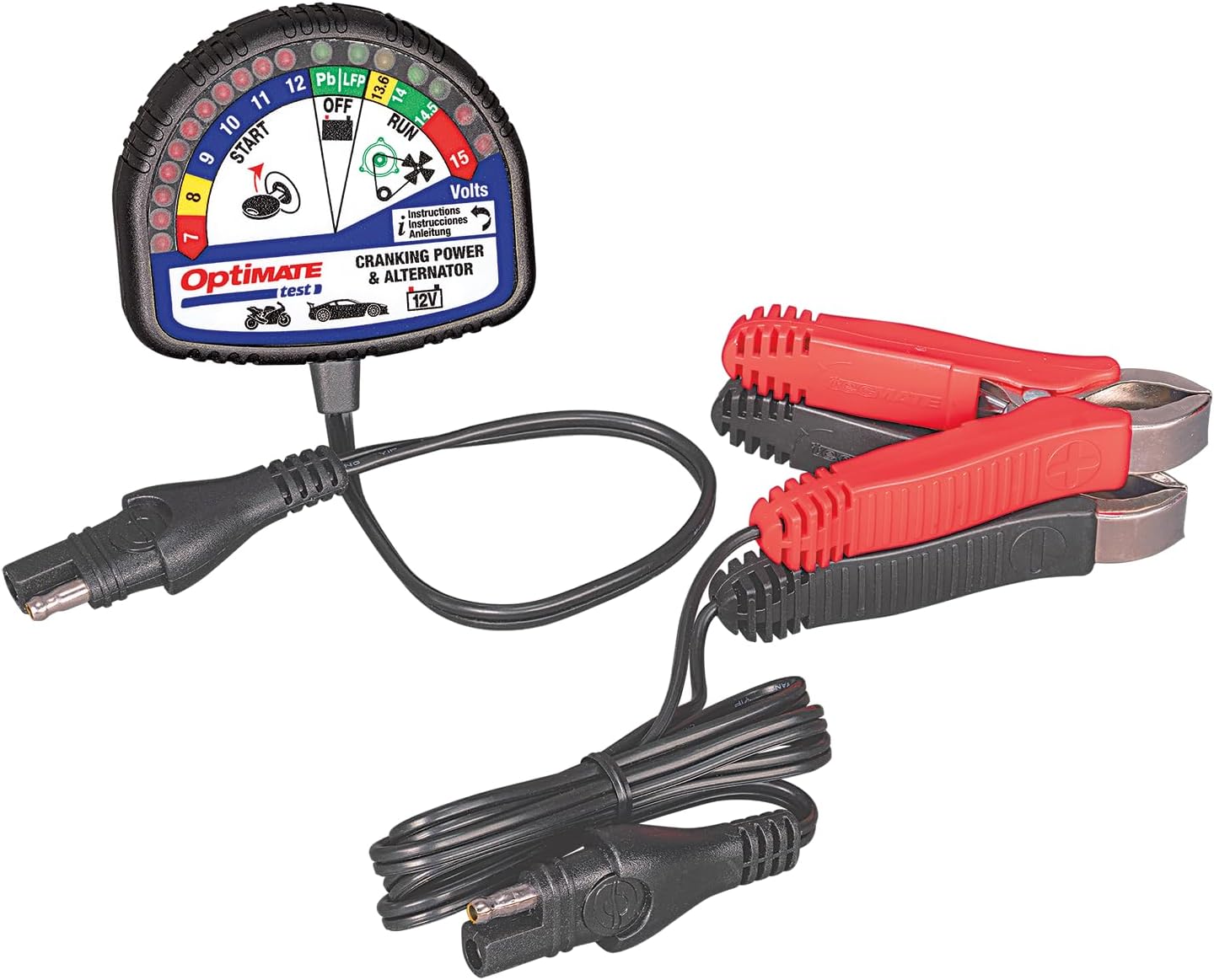 Tecmate Optimate Test – Cranking & Alternator, TS-121, 12V Tester for Battery State of Charge, cranking Performance and Vehicle Charging System
