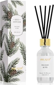 Airkeep Reed Diffuser Oil Set with Reed Sticks,Balsam Fir Aromatherapy Oil Scent Diffuser for Home Office Bathroom Decoration Perfume and Gifts 3.38oz/100ml