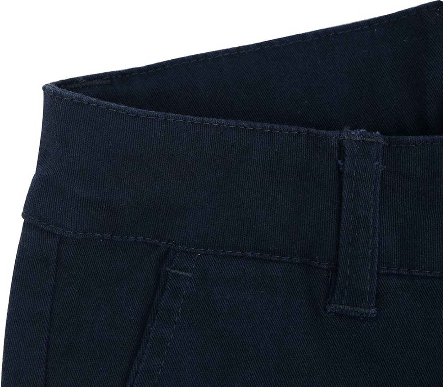 Bienzoe Big Girl's School Uniforms Cotton Stretchy Slim Adjustable Waist Pants: Clothing
