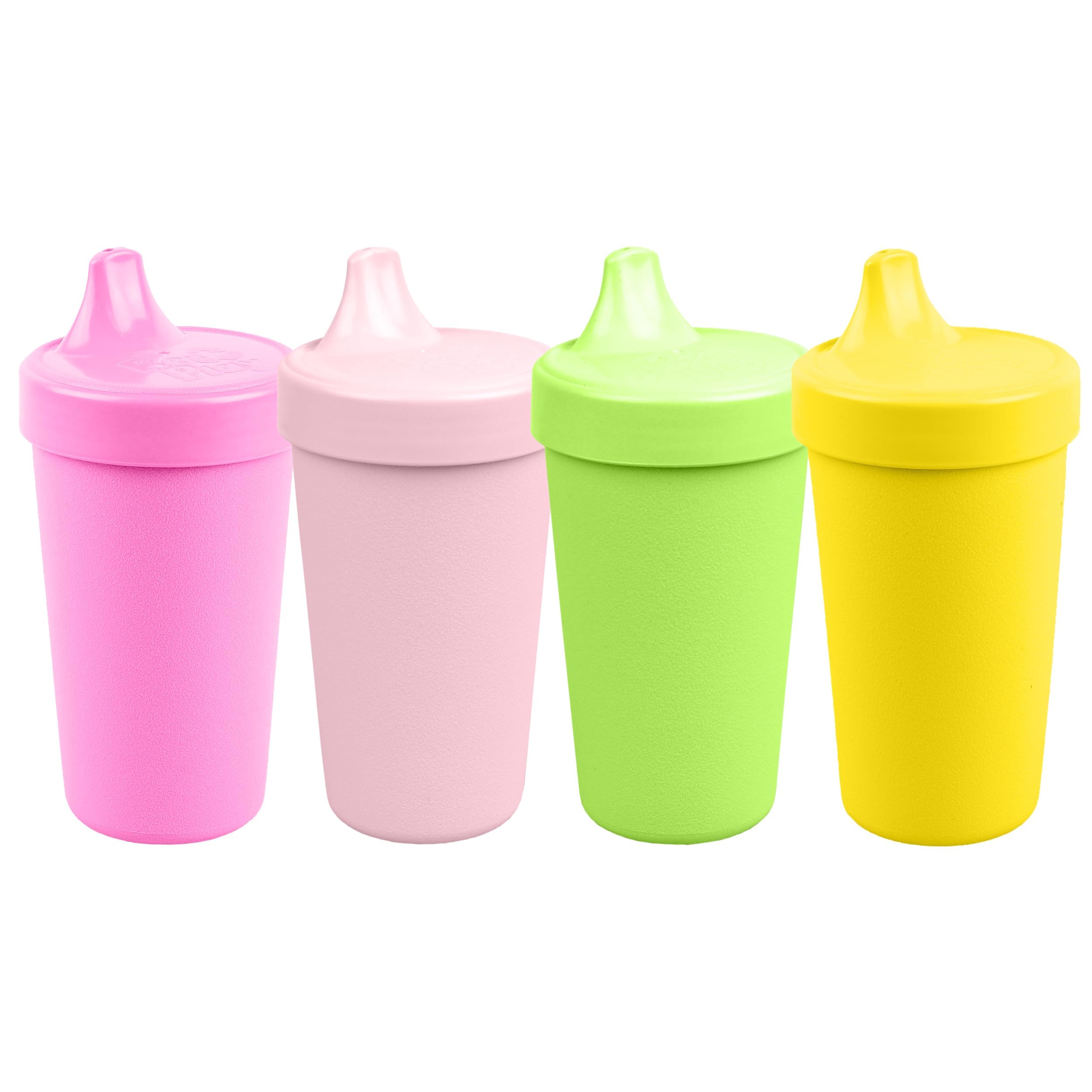 Re Play Made in USA 10 Oz. Sippy Cups for Toddlers, Pack of 4 - Reusable Spill Proof Cups for Kids, Dishwasher/Microwave Safe - Hard Spout Sippy Cups for Toddlers 3.13" x 6.25", Tulip