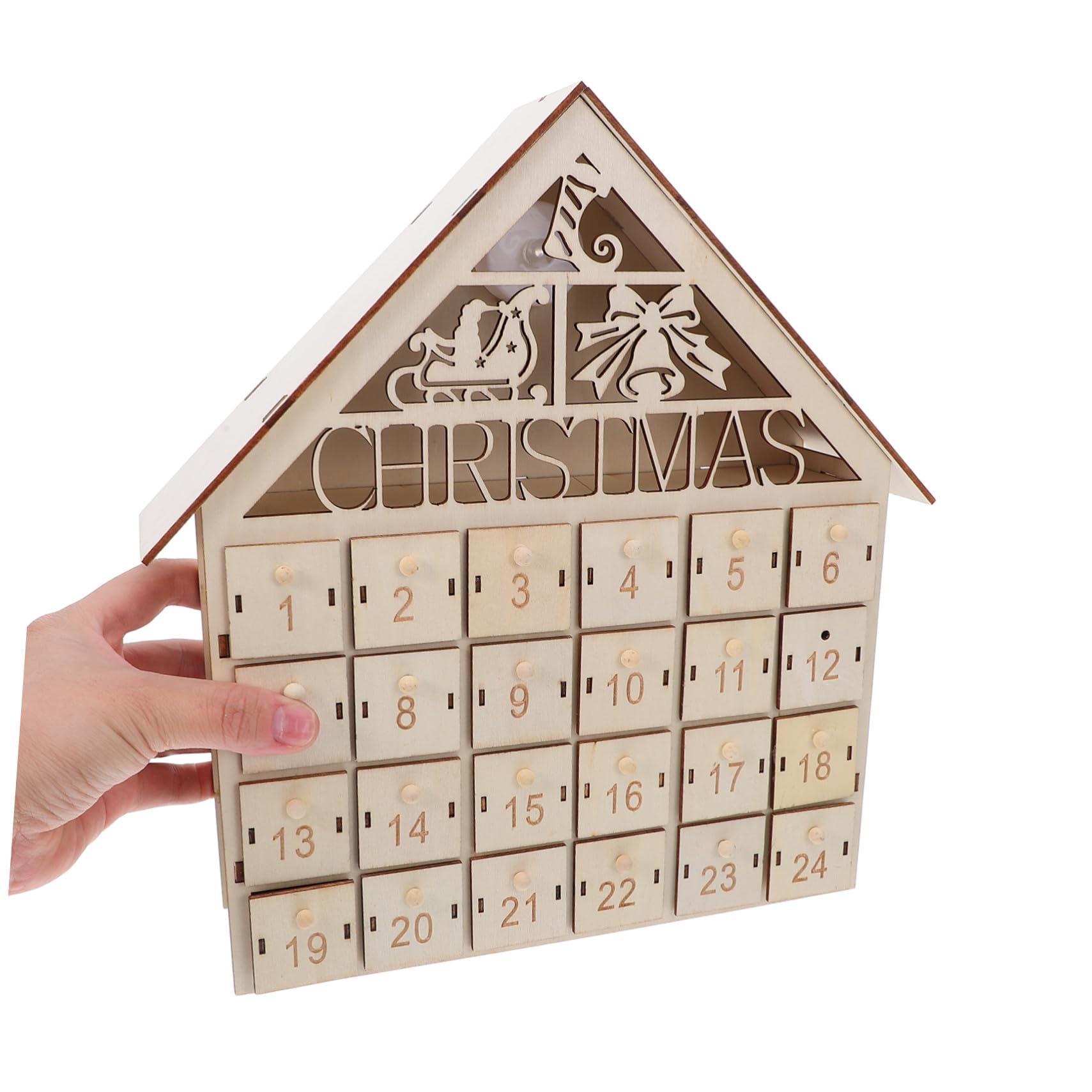 Anneome Adventskalender aus Holz Countdown zu Weihnachten Beige