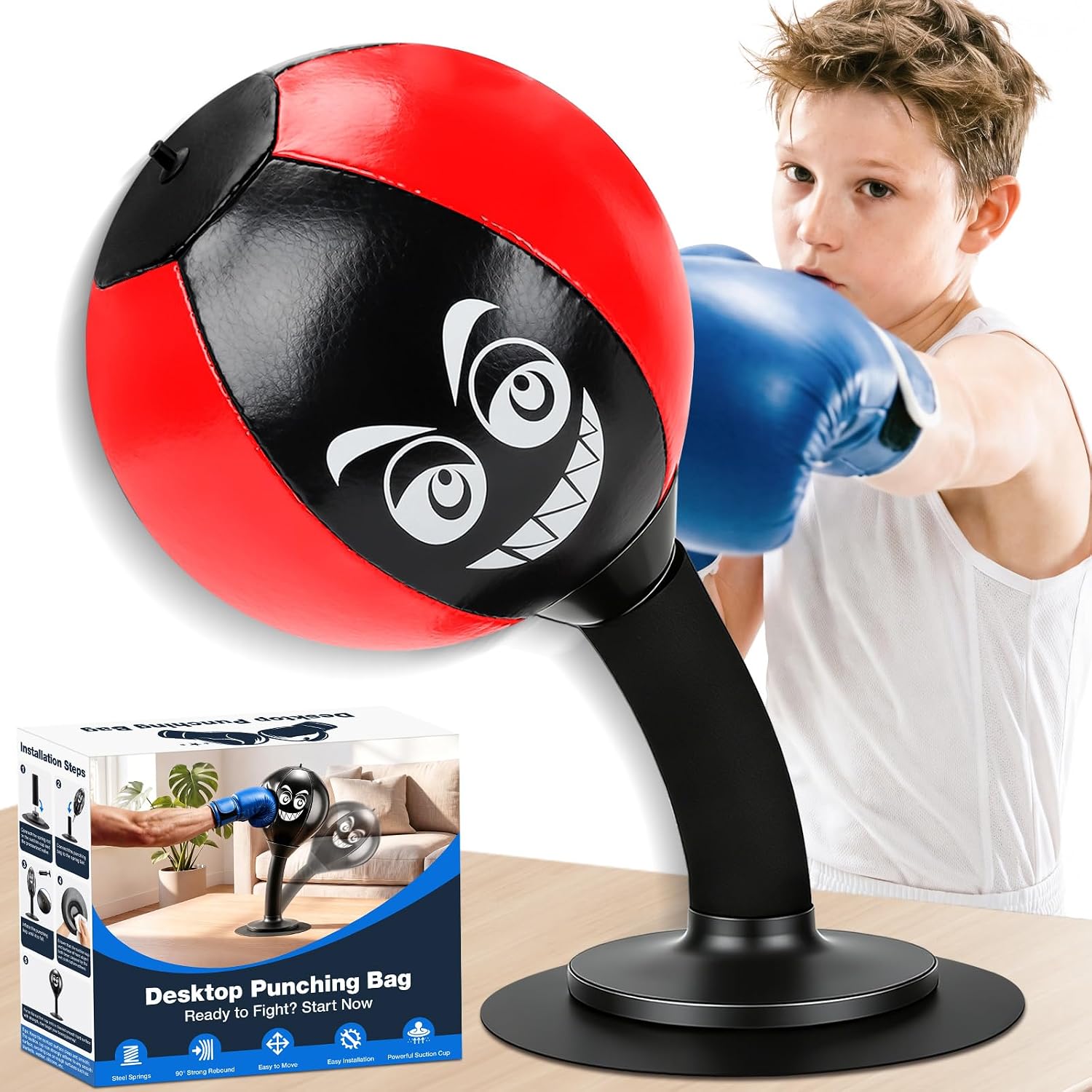 Desktop Punching Bag with Strong Suction Cup Base, Portable Stress Relief Punching Bag, Fun Tabletop Boxing Toy for Home, Office & Study, Novelty Gift for All Ages image 5