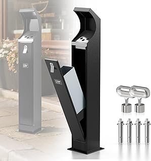 Commercial Trash Can Disposal Outdoor Heavy Duty Outdoor Vertical Trash Can Standing Rubbish Bin for Patios Gardens Hotels Pubs Offices(Black)
