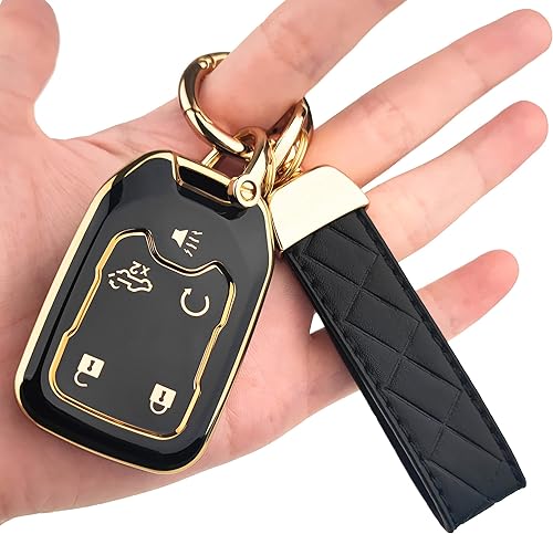 OLLEN Funda para llavero de TPU de 5 botones, compatible con GMC Acadia 2017-2024, para Terrain 2018-2024, compatible con Sierra 2019-2024, para