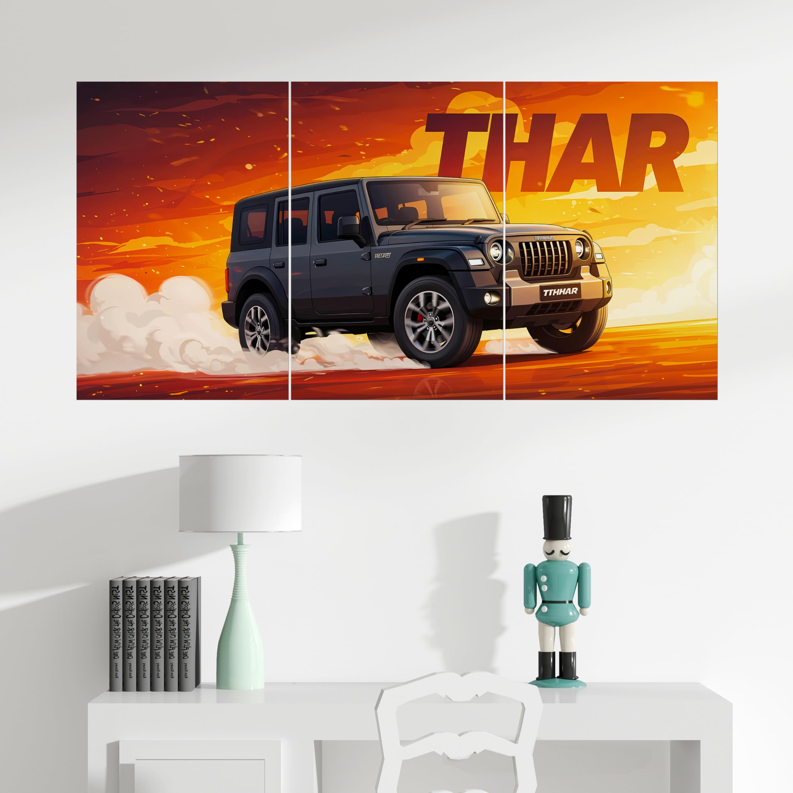 MODERN GALLERY MART Pack of 3 - Car Split Wall Posters | Size (12 x 18 Inch) | 300 GSM Premium Paper | Ideal Gift for Car Lovers, Wall Art for Home, Office & Garage - Glue Dots Included (Thar)