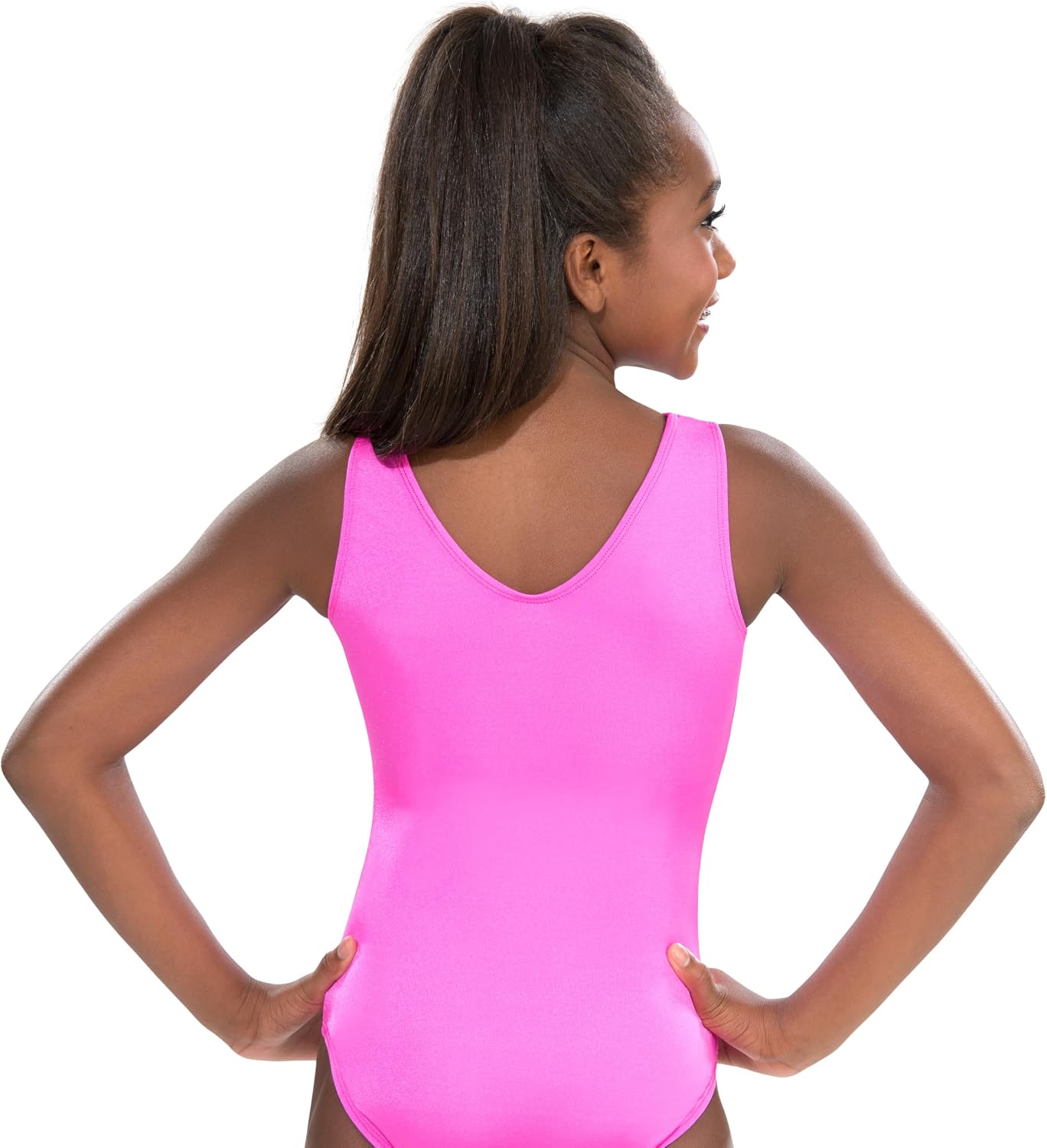 GK Girls Pink Diamonds Gymnastics Leotard – Sleeveless Dance & Ballet Outfit with No-Slip Leg Line and Stretch Fit image 5