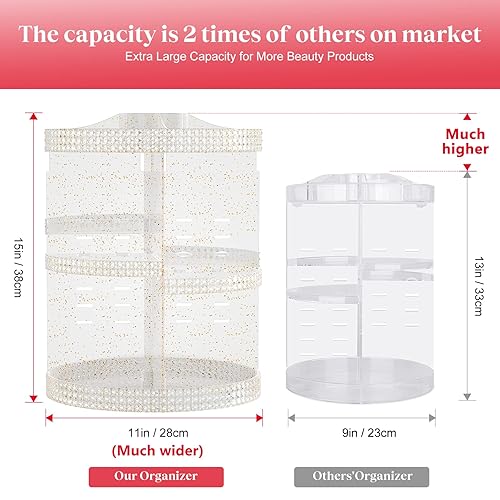 Vista 69 de Awenia Organizador de maquillaje giratorio de 360 grados, almacenamiento ajustable de maquillaje, 7 bandejas de gran capacidad, unidad