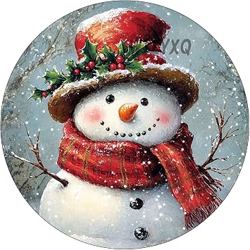 Christmas Round Metal Sign Snowman Christmas Winter Snowflake Tin Sign Vintage Metal Tin Signs for Indoor Outdoor Home Kitchen Garage Garden Yard Farmhouse Cafe 8 8 Inches Wall Decor